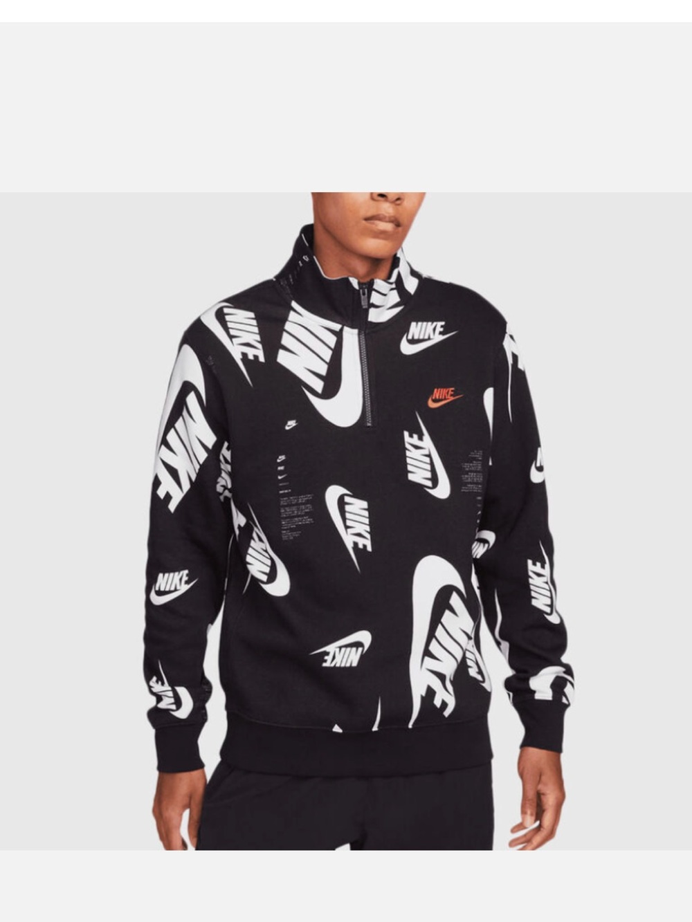 Nike Black All-Over Logo Half-Zip Sweatshirt